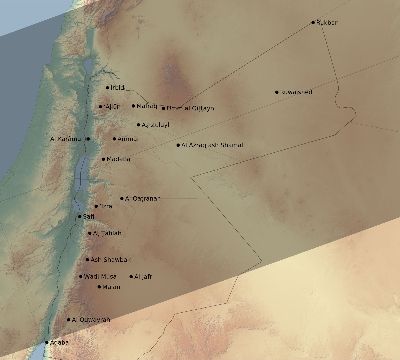 Map of the eclipse path across Jordan on 11/14/2813