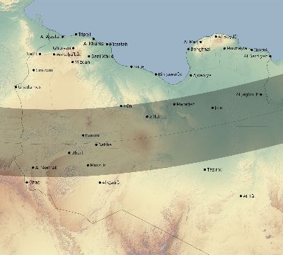 Map of the eclipse path across Libya on 11/14/2813