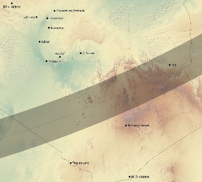 Map of the eclipse path across Algeria on 04/01/2815