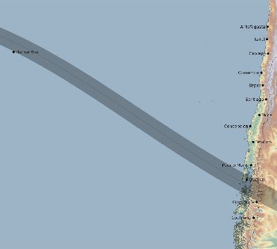 Map of the eclipse path across Chile on 09/24/2815
