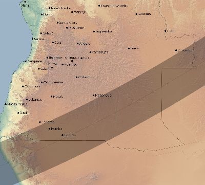 Map of the eclipse path across Angola on 03/20/2816