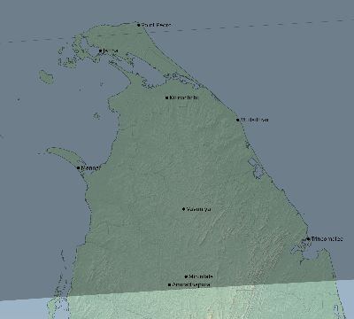 Map of the eclipse path across Sri Lanka on 03/20/2816
