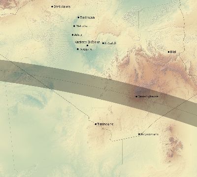 Map of the eclipse path across Algeria on 09/13/2816