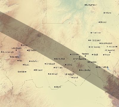 Map of the eclipse path across Sudan on 09/13/2816