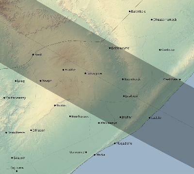 Map of the eclipse path across Somalia on 09/13/2816