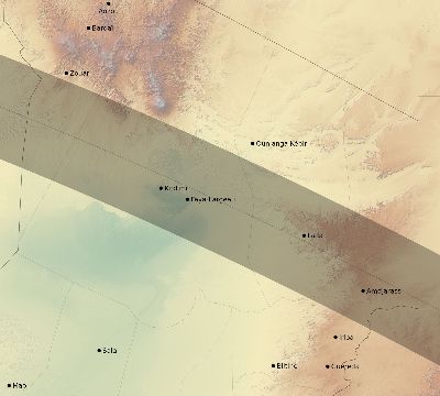 Map of the eclipse path across Chad on 09/13/2816