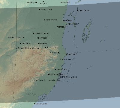 Map of the eclipse path across Belize on 01/17/2819