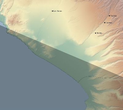 Map of the eclipse path across Peru on 07/13/2819
