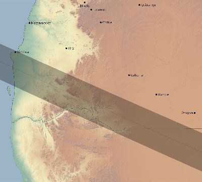 Map of the eclipse path across Angola on 01/07/2820