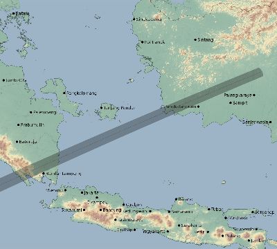 Map of the eclipse path across Indonesia on 01/07/2820
