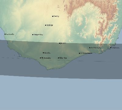 Map of the eclipse path across Madagascar on 01/07/2820