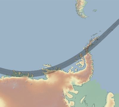 Map of the eclipse path across Antarctica on 12/26/2820