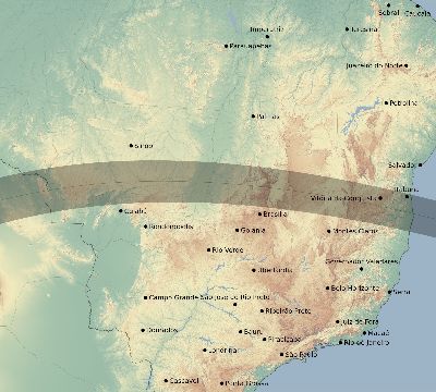 Map of the eclipse path across Brazil on 05/12/2822