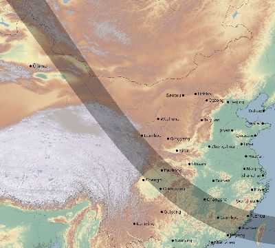 Map of the eclipse path across China on 11/04/2822