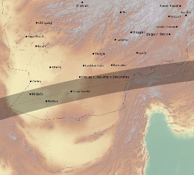Map of the eclipse path across Afghanistan on 05/02/2823