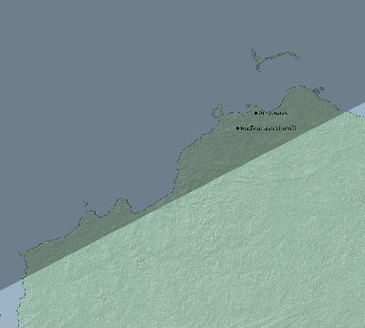Map of the eclipse path across Qatar on 05/02/2823