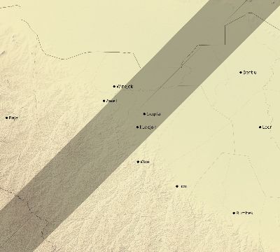 Map of the eclipse path across South Sudan on 05/02/2823