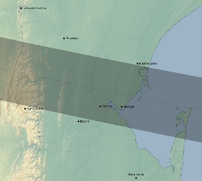 Map of the eclipse path across Mozambique on 10/25/2823