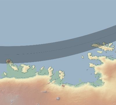Map of the eclipse path across Antarctica on 10/13/2824