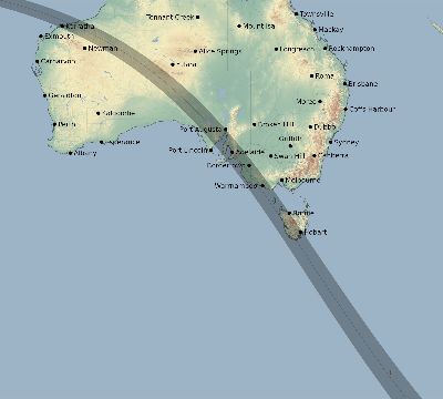 Map of the eclipse path across Australia on 10/13/2824