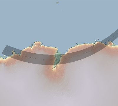 Map of the eclipse path across Antarctica on 02/27/2826