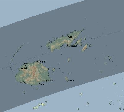 Map of the eclipse path across Fiji on 02/27/2826