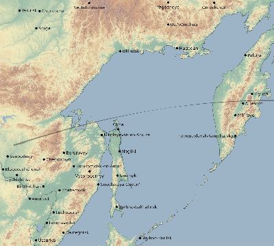 Map of the eclipse path across Russia on 08/24/2826
