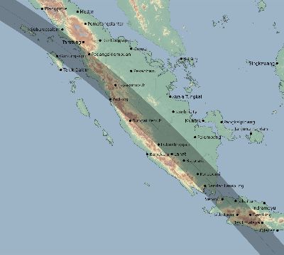 Map of the eclipse path across Indonesia on 08/13/2827