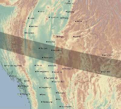 Map of the eclipse path across Myanmar on 02/06/2828