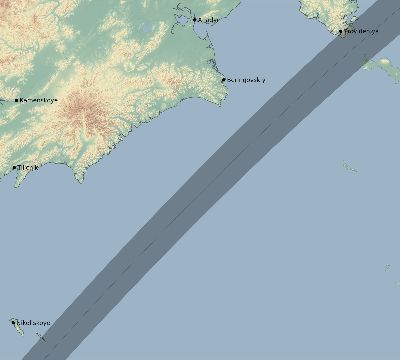Map of the eclipse path across Russia on 02/06/2828