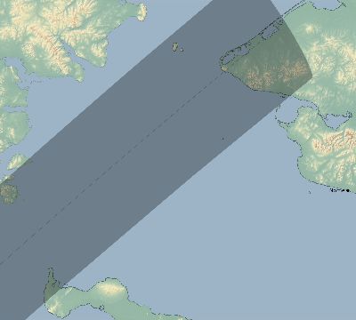 Map of the eclipse path across United States on 02/06/2828