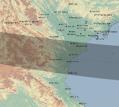 Map of the eclipse path across Vietnam on 02/06/2828