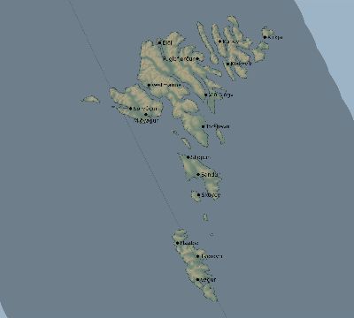 Map of the eclipse path across Faroe Islands on 06/22/2829