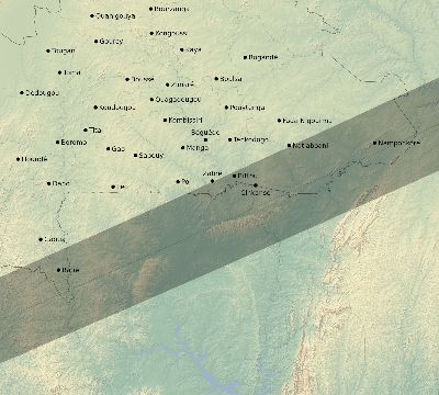 Map of the eclipse path across Burkina Faso on 06/12/2830