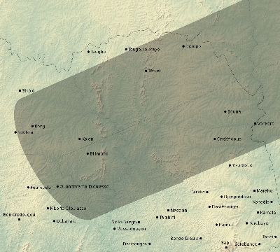 Map of the eclipse path across Côte d'Ivoire (Ivory Coast) on 06/12/2830