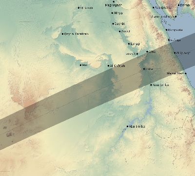 Map of the eclipse path across Egypt on 06/12/2830