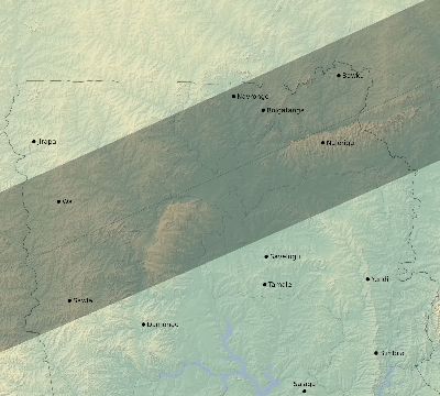 Map of the eclipse path across Ghana on 06/12/2830