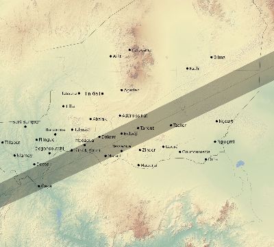 Map of the eclipse path across Niger on 06/12/2830