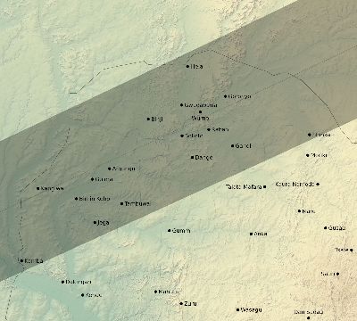 Map of the eclipse path across Nigeria on 06/12/2830