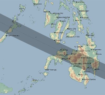 Map of the eclipse path across Philippines on 06/12/2830