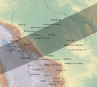 Map of the eclipse path across Bolivia on 12/06/2830