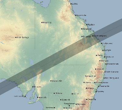 Map of the eclipse path across Australia on 06/01/2831