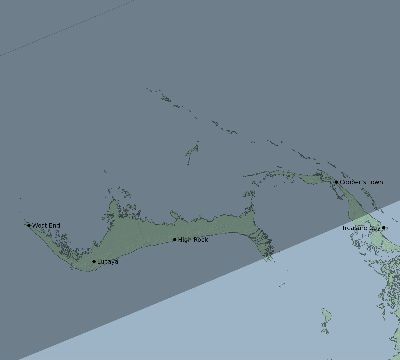Map of the eclipse path across Bahamas on 04/11/2833