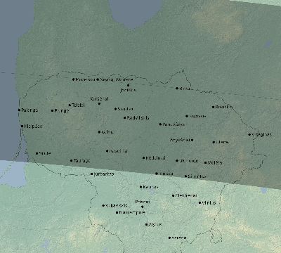 Map of the eclipse path across Lithuania on 04/11/2833