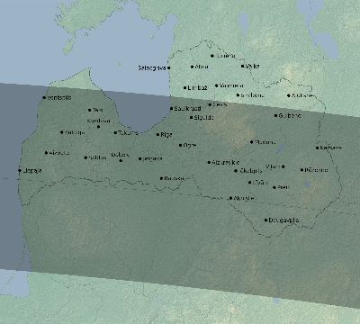 Map of the eclipse path across Latvia on 04/11/2833