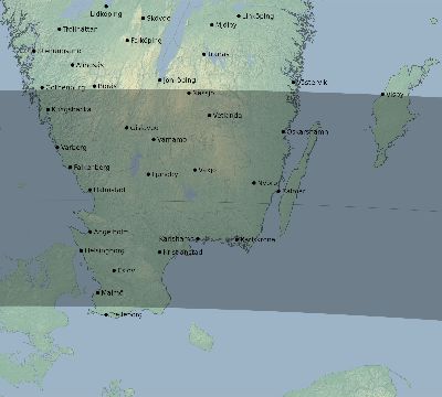 Map of the eclipse path across Sweden on 04/11/2833