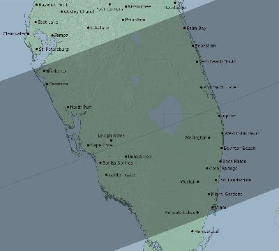 Map of the eclipse path across United States on 04/11/2833