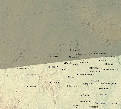 Map of the eclipse path across Côte d'Ivoire (Ivory Coast) on 03/31/2834