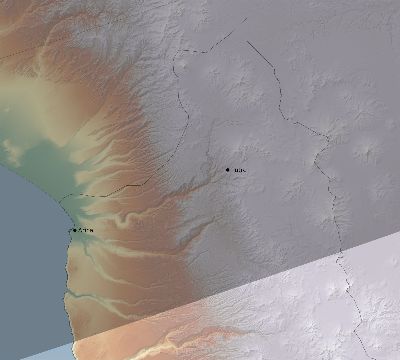 Map of the eclipse path across Chile on 03/31/2834
