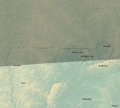 Map of the eclipse path across Ghana on 03/31/2834